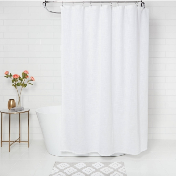 Threshold NWT Cotton Woven Button Top Shower Curtain In White 72"x72" - Picture 2 of 7